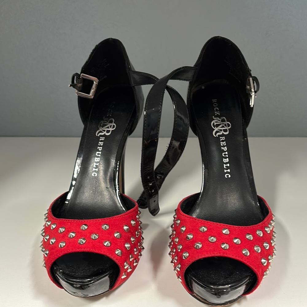 Rock & Republic Red and Black Polka Dot Heels